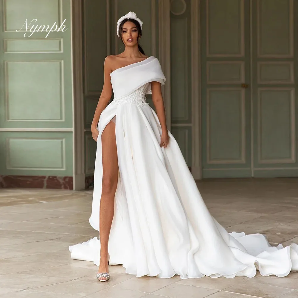 

Robes De Mariage, свадебное платье из органзы Aline, сексуальная юбка с разрезом на одно плечо, простая юбка Abito Da Sposa с бантом на спине Hochzeitskleid