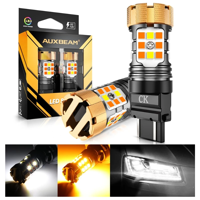 

Auxbeam 50W 4000LM 3157 US-CK Car LED Front Light Bulbs Dual Color Switchback White & Amber B21-PRO Series