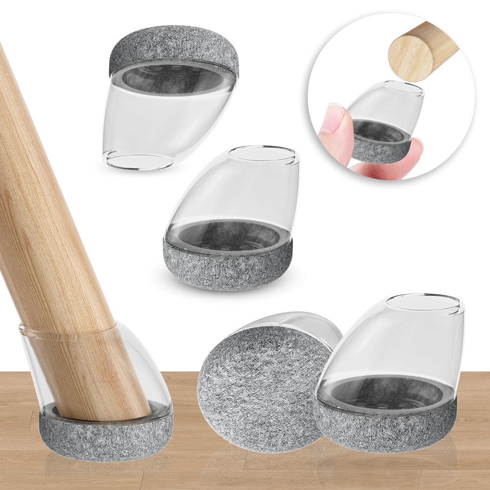 Chair Leg Protectors Foot Cover 15-25° Diagonal Thick Wrap Felt Pads Silicone Furniture Table Feet Protect Hardwood Floors Table