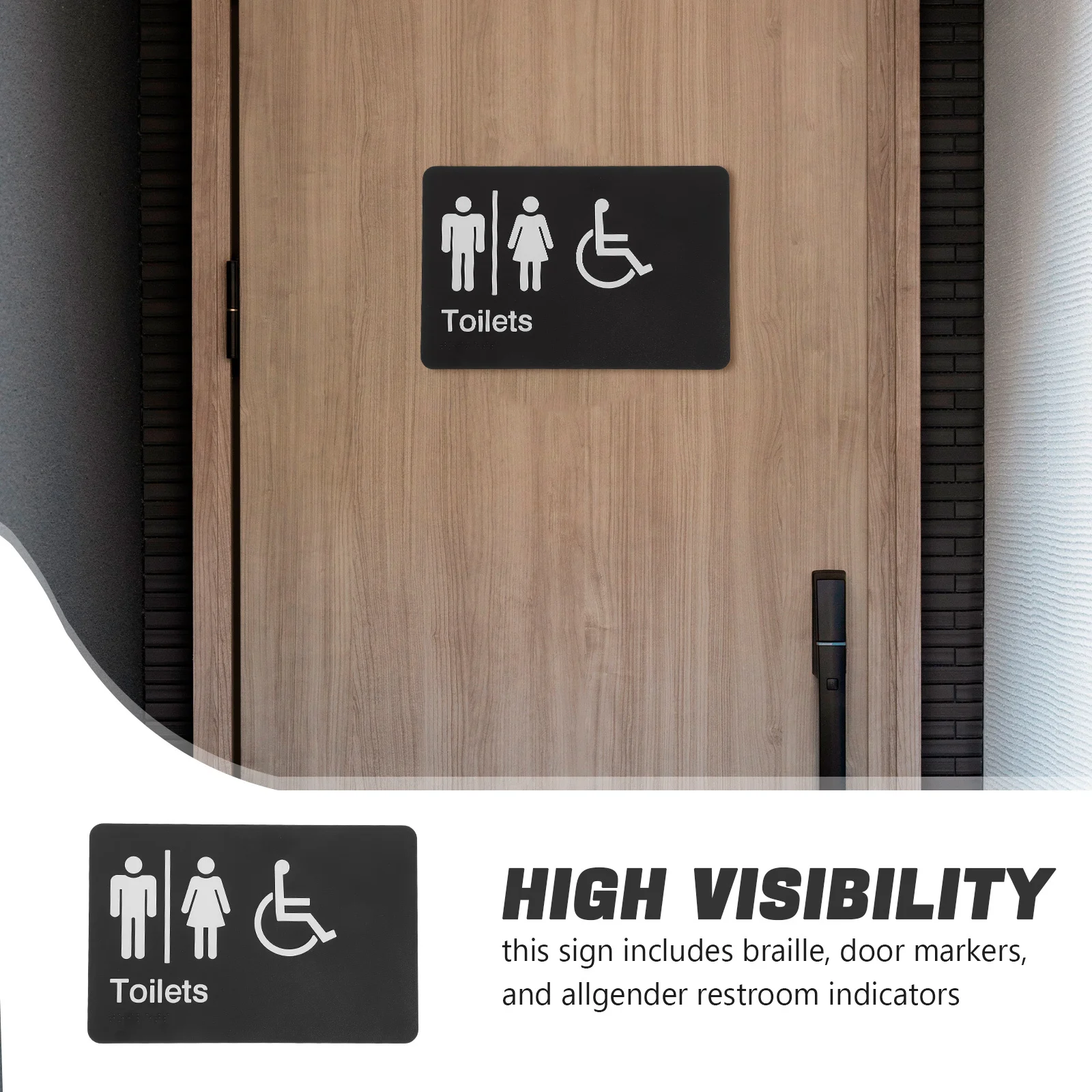 プラスチック製のトイレ標識 点字トイレ標識 明るい色 明確な文字 シンプルなデザイン さまざまな公共の場に適しています