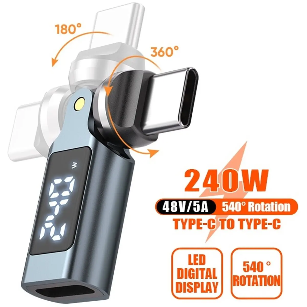 推奨事項--3-個の-pd240w-540-回転アダプター-otg-デジタルディスプレイ-5a-高速充電-usb-c-type-c-オス-メスコンバーター