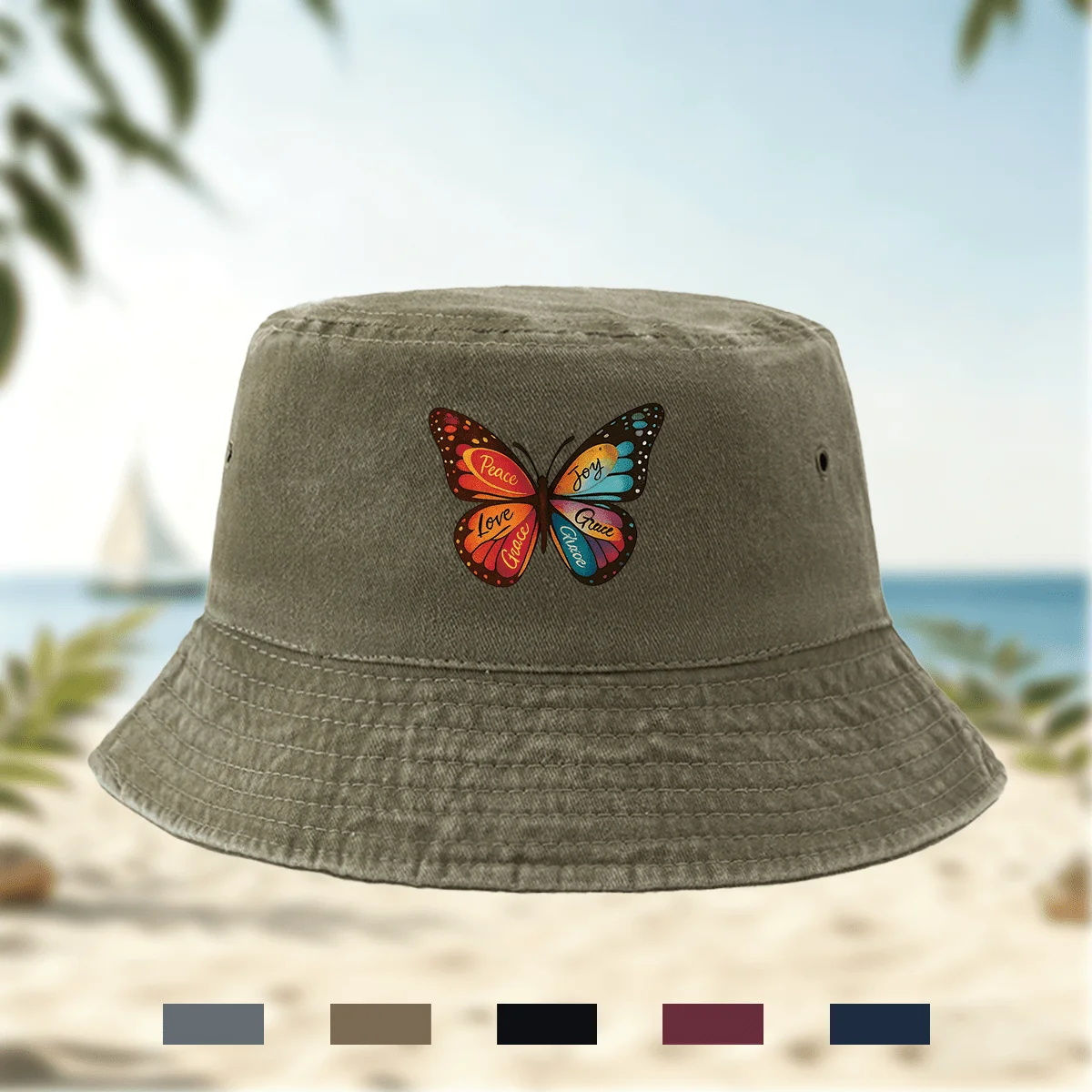 A High-quality Printed Butterfly Pattern Bucket Hat, Casual Hat, Fishing Hat, All-season Versatile Bucket Hat, Hip-hop Hat, Base