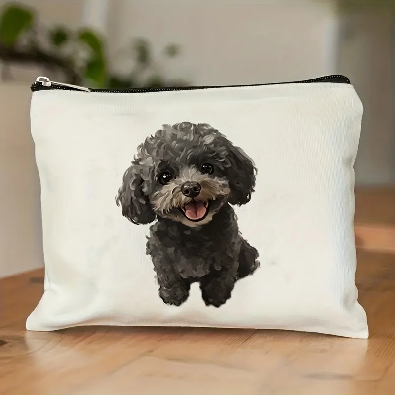 A Poodle makeup bag- multifunctional zipper pouch, jewelry storage bag, perfect travel zipper small storage bag.