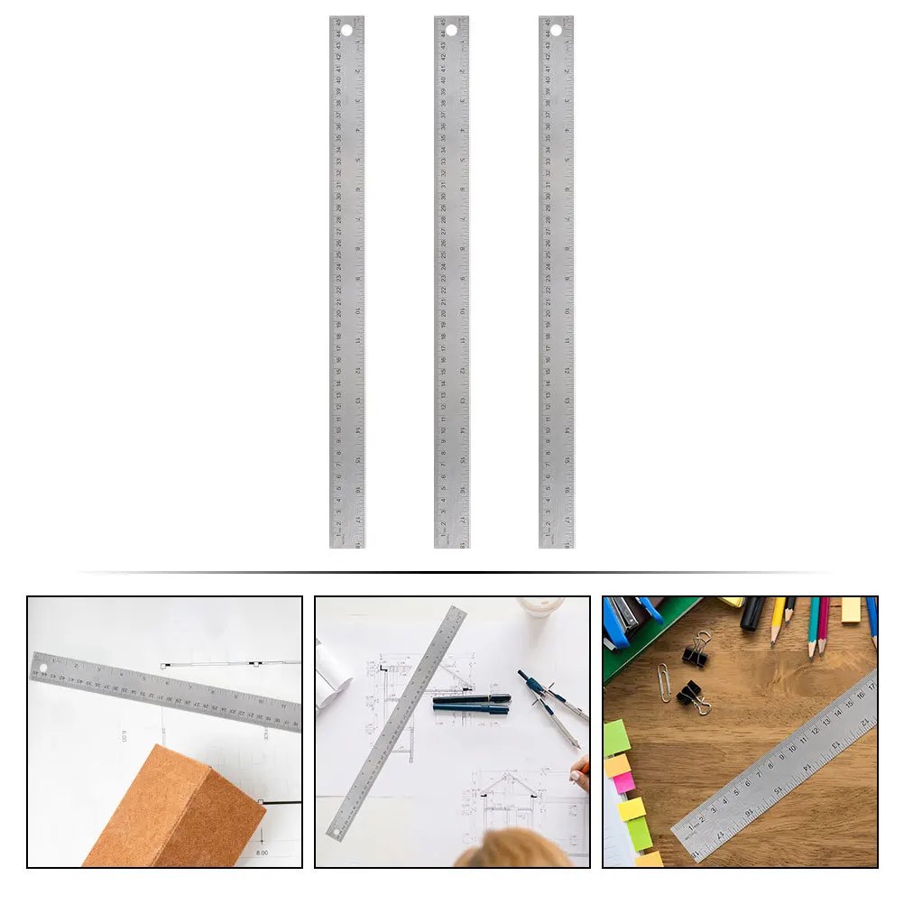 

3Pcs Cork Backing Measuring Ruler Non Slip Shock Proof Straight Ruler with Precise Graduations for School Office Home Use