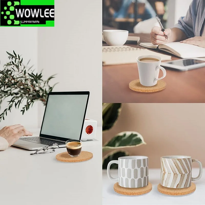 Plain Natural Coasters Cork, Handy Round Shape, vinho, bebida, café, chá Cup Mats, mesa Pad para casa, escritório, cozinha, novo, 9cm, 10pcs