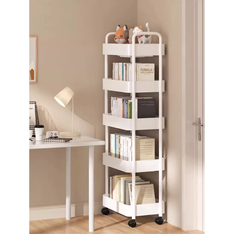 Bookshelf, small cart,storage rack, floor to floor movable with wheels, simple snacks, desk, dormitory storage,reading bookshelf