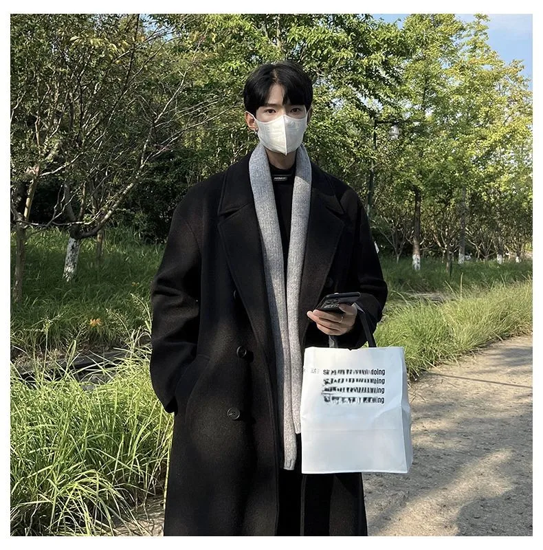 

Trench Coats Man Luxury Coffee Mid-Long Nightclub Business Temperament Multi-Function Thermal Inner Soft Touch Comfortable Waxed
