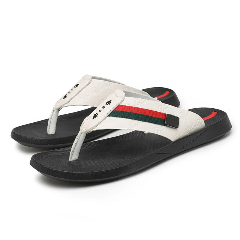 

2025New Comfortable Casual Men's Genuine Leather Flip-Flops Trendy Sandals Toe Clip High-Quality Shoes