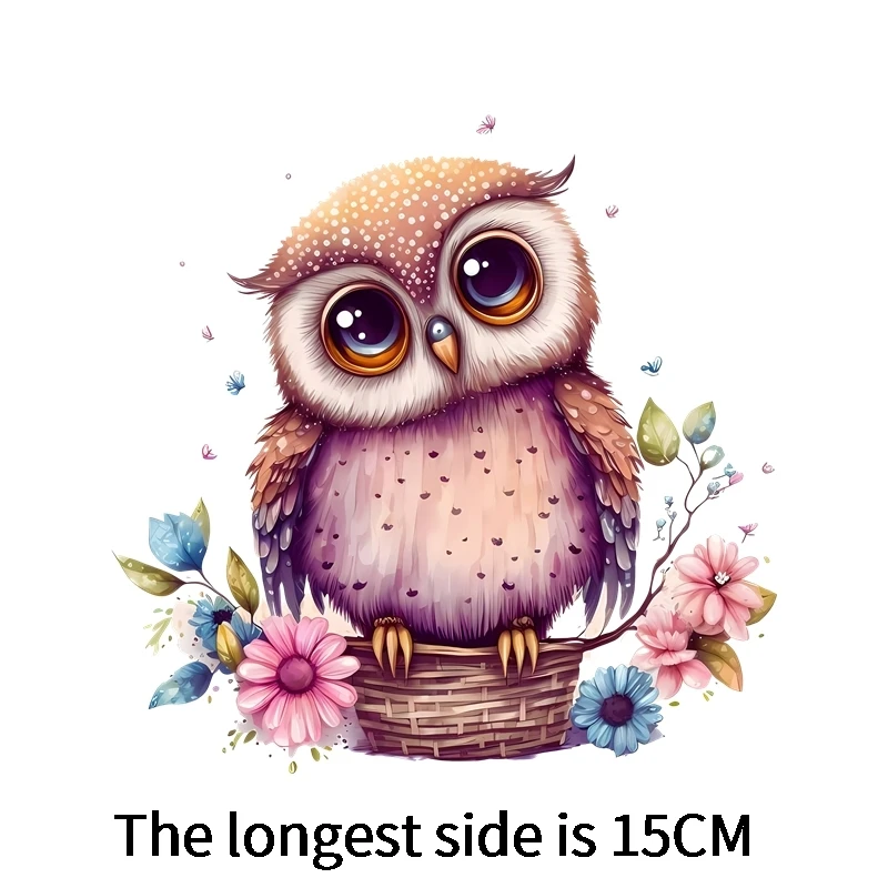 Children\'s cute owl Heat Transfer washable Fine Clothing Thermoadhesive Patches Iron On For Clothing DIY T-shirt Sticker