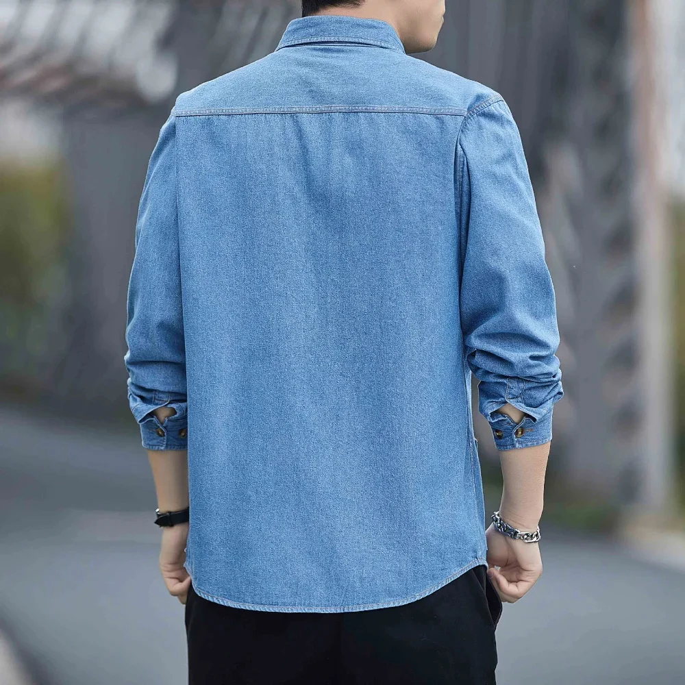 Spring and Autumn Men's New Cotton Denim Long -sleeved Shirt Casual Jacket