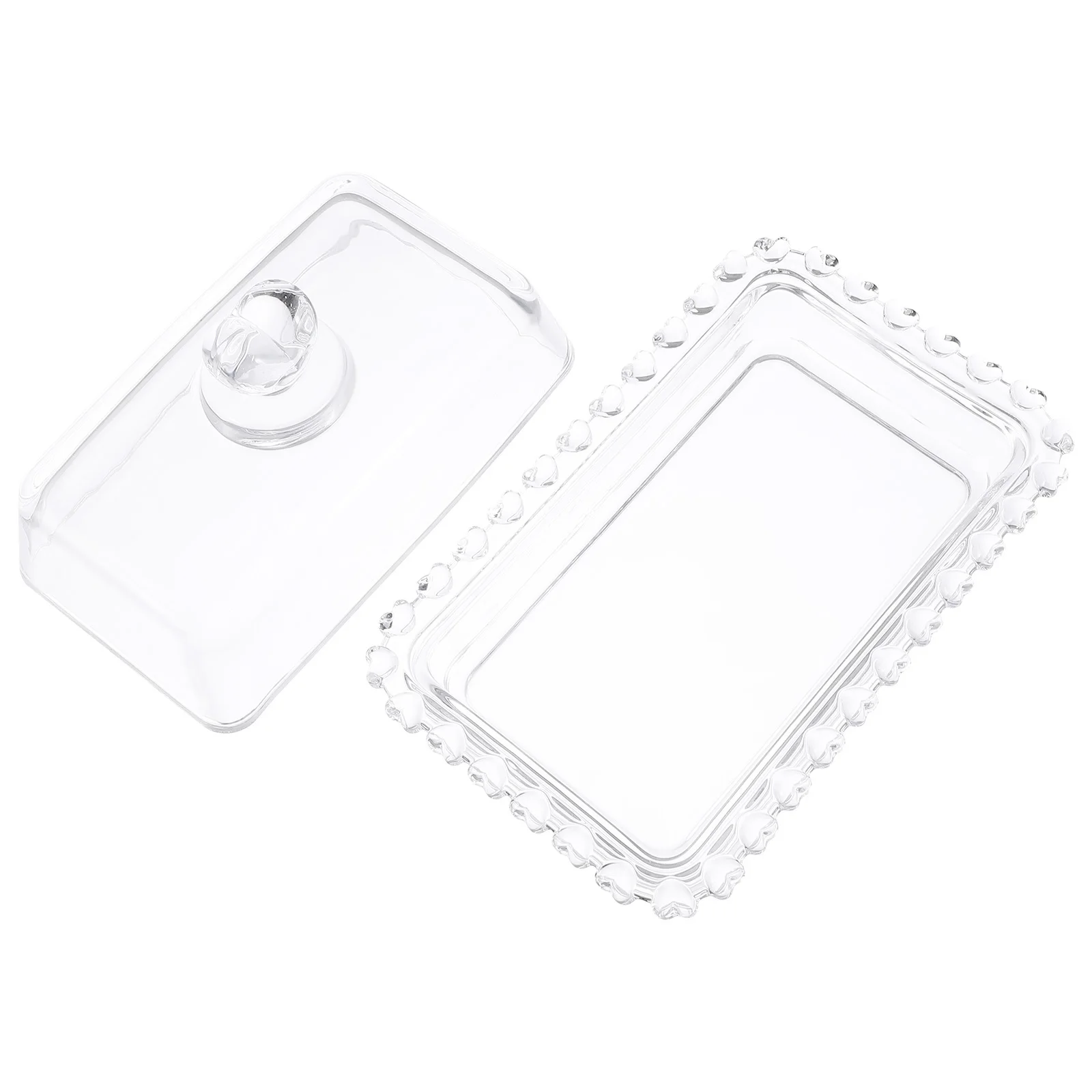 SOIMISS Glass Cake Plate with Lid Dome Dessert Tray Butter Dish Japanese Style Party Holder