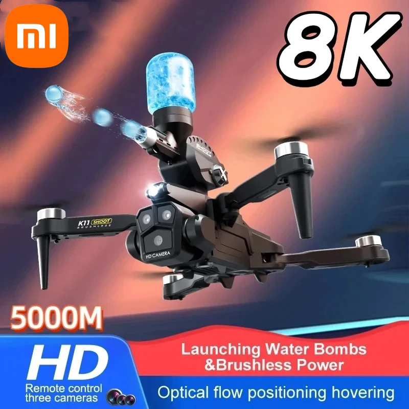 Xiaomi K11 MAX Drone Launching Water Bombs Brushless Power Electric Adjustment Three Camera Drone Quadcopter Adults Childs Toy