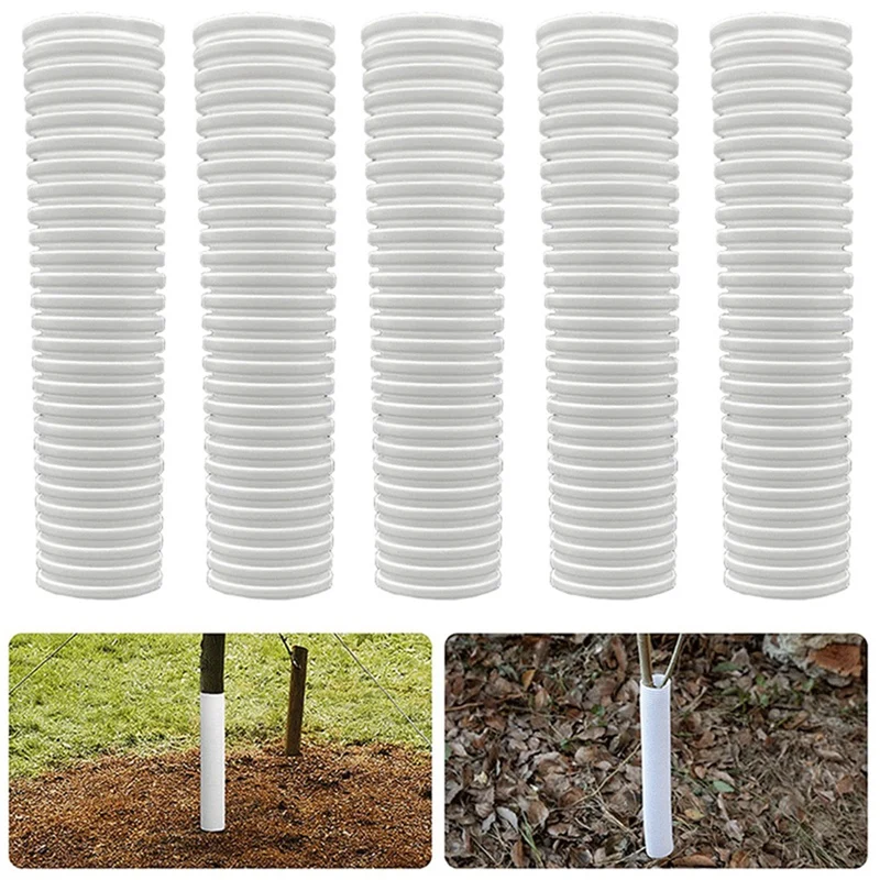 Protector de maletero de 6 piezas, envoltura de árbol en espiral blanca para proteger plantas jóvenes de ciervos, conejos, roedores, cortadoras