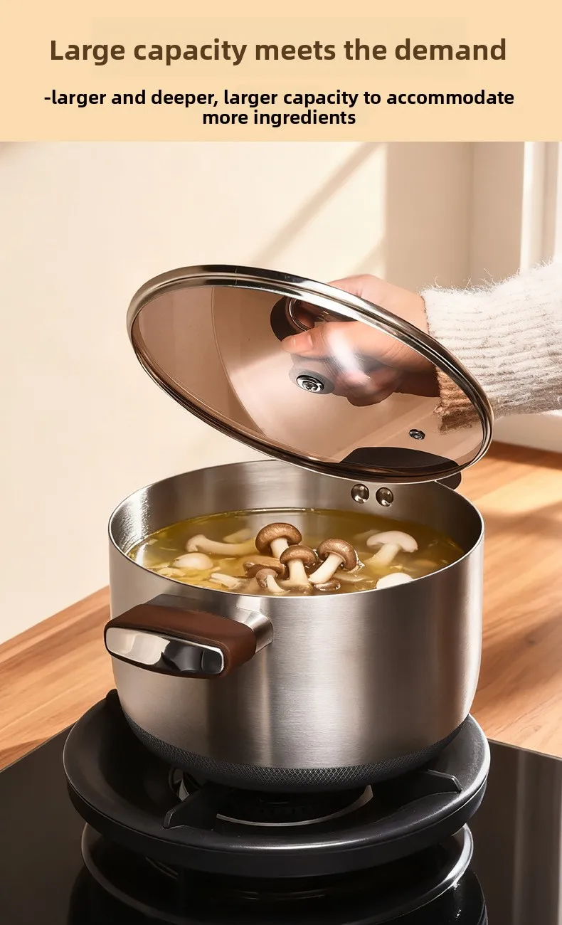 Titanium Shield Soup Pot Household Health Deepening High  Stainless Steel Non-Stick  Induction Cooker Gas Stove Universal Pot