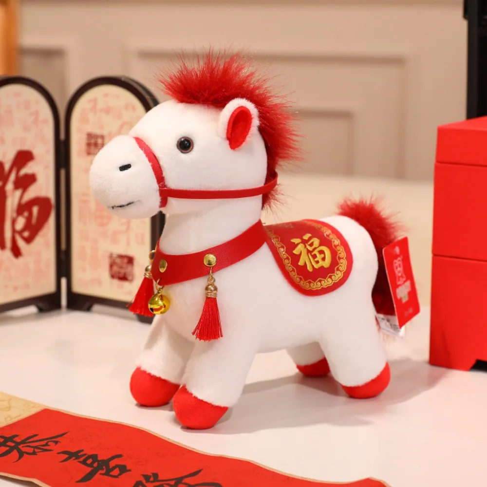 中国風馬マスコットぬいぐるみ PP綿製ソフト馬ぬいぐるみ 快適で持ち運びやすい中国馬