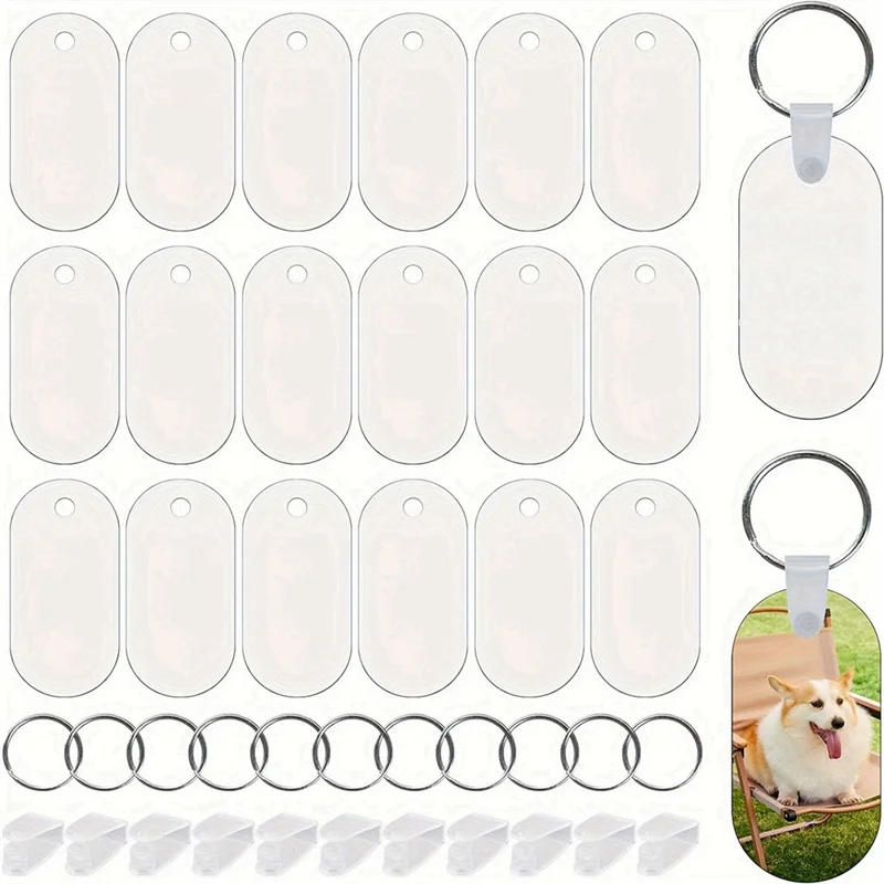

90Pcs Sublimation Keychain Blanks ,Double Sided Sublimation Blanks Keychain Heat Transfer Keychain Blanks,