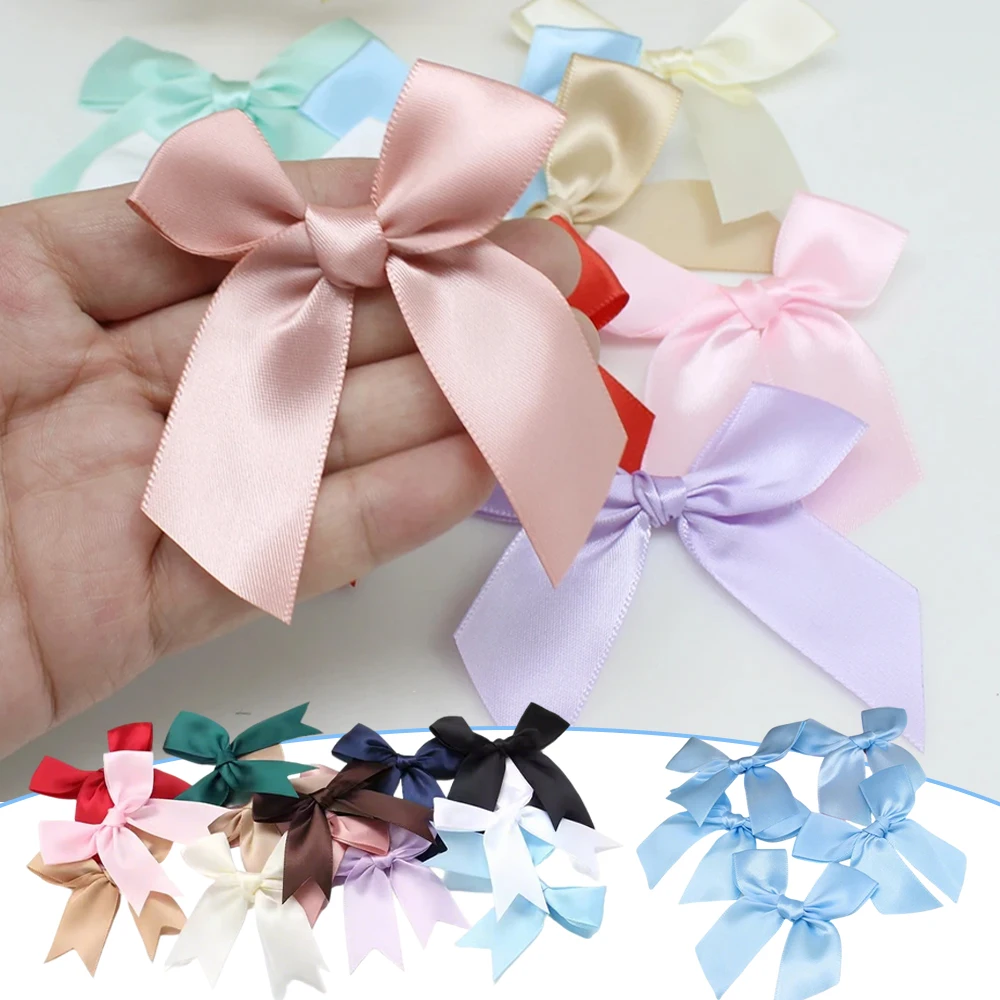 

8.5x8.5cm Pink Satin Mini Ribbon Bows Colourful Cute Christmas Decoration Bow DIY Party Decoration Polyester Set Lazos Navidad