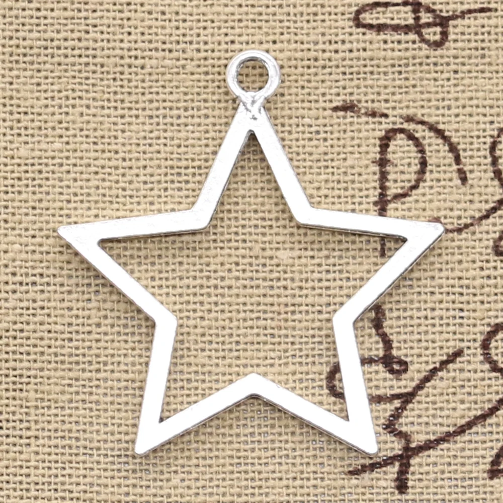 10pcs Charms Big Hollow Star 37x35mm Antique Silver Color Pendants DIY Crafts Making Findings Handmade Tibetan Jewelry