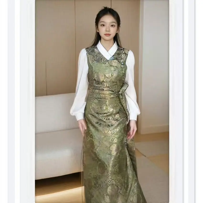 

New Bola Xizang long dress women's ethnic clothing temperament fashionable versatile Tibetan clothing
