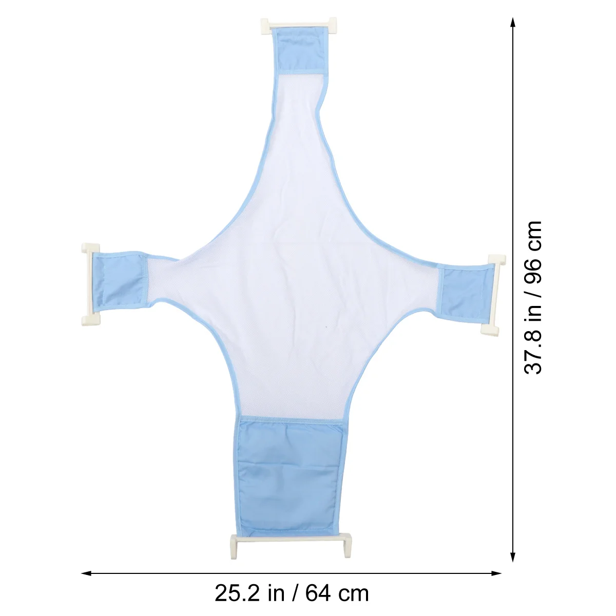 1pc Supporto per seggiolino da bagno per neonato Maglia da bagno per neonato Rete da doccia regolabile antiscivolo Blu chiaro Robusta fibbia in PP Vestibilità comoda