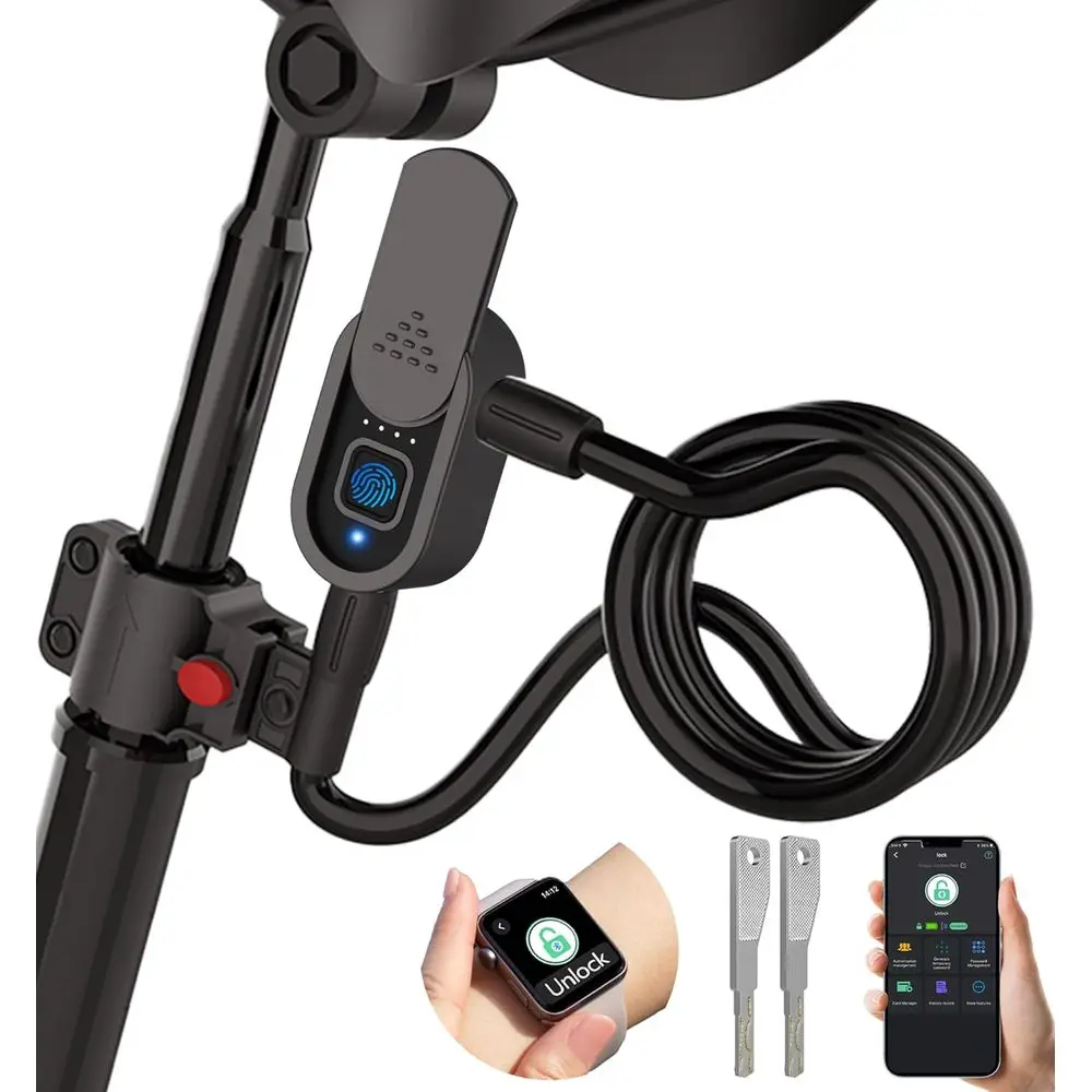 

Bike Lock with Key and Biometric Smart Cable Lock for Outdoor Security