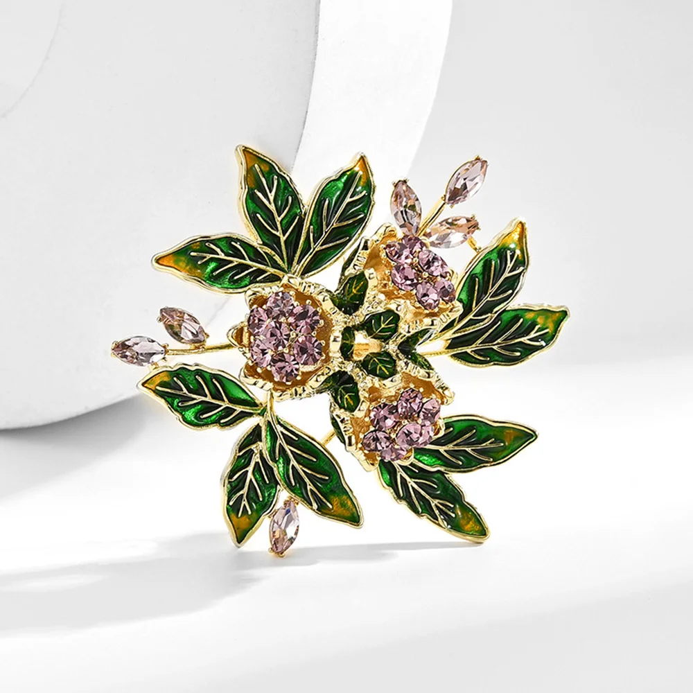 Lotus Lotus Root Rhinestones Brooch for Women Tassel Pin Corsage Coat Suit Accessories Jewelry Gifts Wholesale