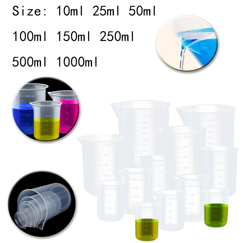 Measuring Cup Transparents Plastic Laboratory Beaker Graduated Liquid Jug Cup Kitchen Baking Cooking Measurement Scale Container
