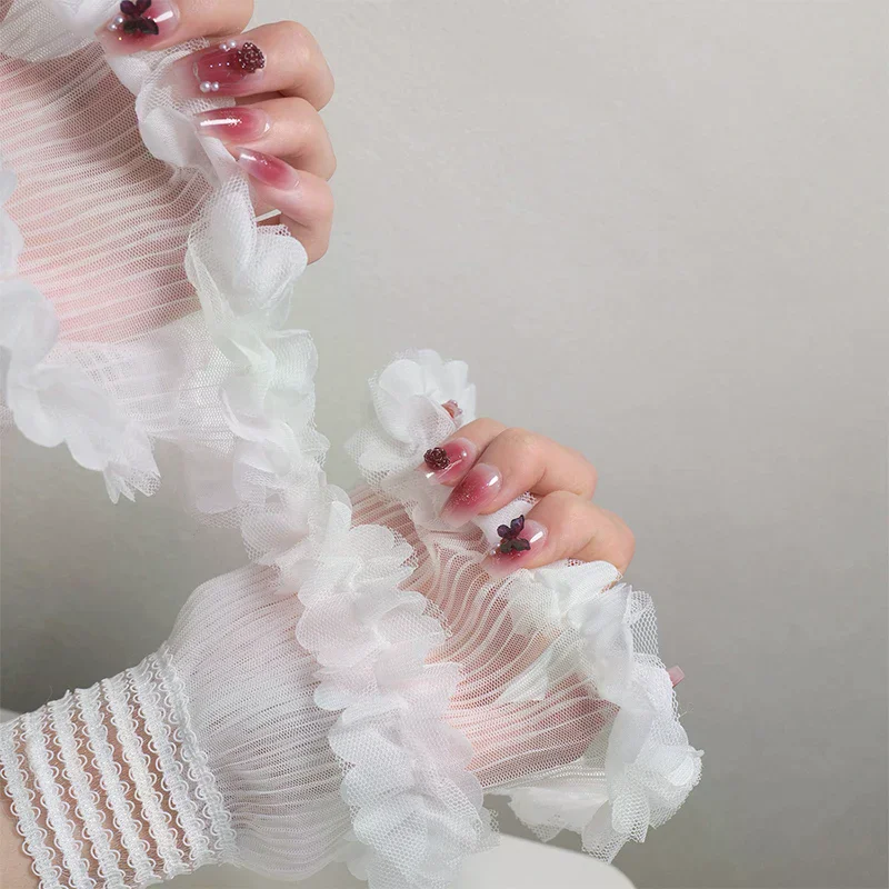 อุปกรณ์ถ่ายภาพเล็บ ปลอกแขนตาข่ายสั้น ปลอกแขนปลอมสำหรับตกแต่งเล็บ ปลอกแขนผ้าทูลล์ สำหรับถ่ายภาพเล็บ