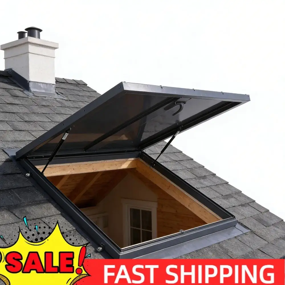 

Аварийный люк для доступа на крышу, серый, с алюминиевой рамой и оцинкованным листом, с ручкой-переключателем, для склада, чердака, подвала