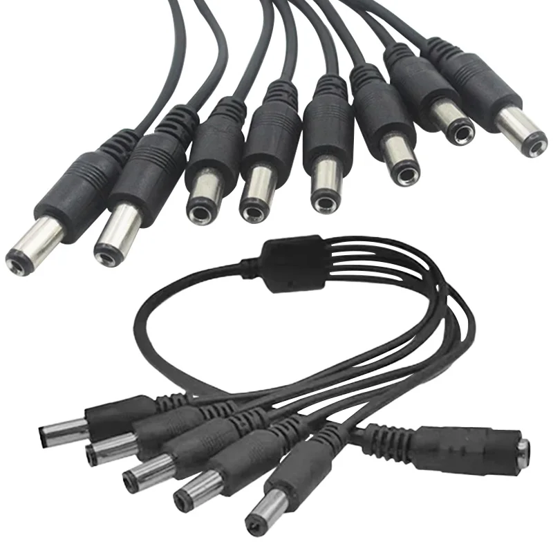 5.5 X 2.1mm DC Power Splitter Cable 1 Female to 2/3/4/5/6/8 Male Y Splitter Adapter DC Connector for CCTV Camera LED Strip Light