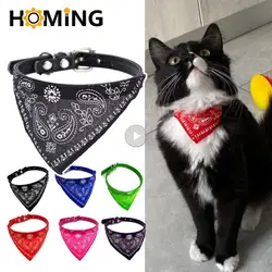 Cat Collar Lovely Adjustable Size Dog Cat Necktie Pet Triangular Saliva Tie Scarf Dog Bandana Collar With PU Leather Pet Product