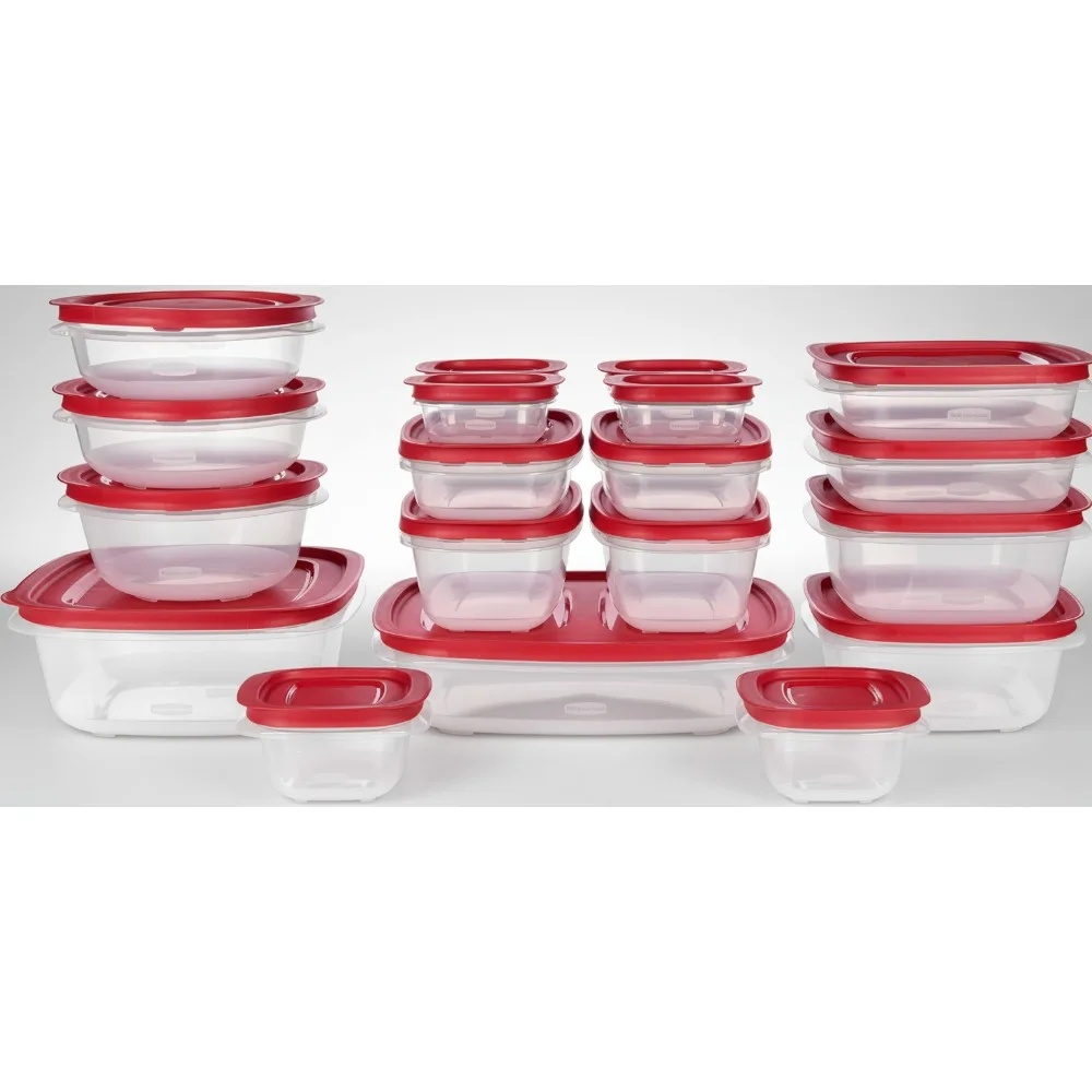 

Набор контейнеров для хранения продуктов питания из 38 предметов с крышками — штабелируемые кухонные органайзеры для дома и приготовления еды