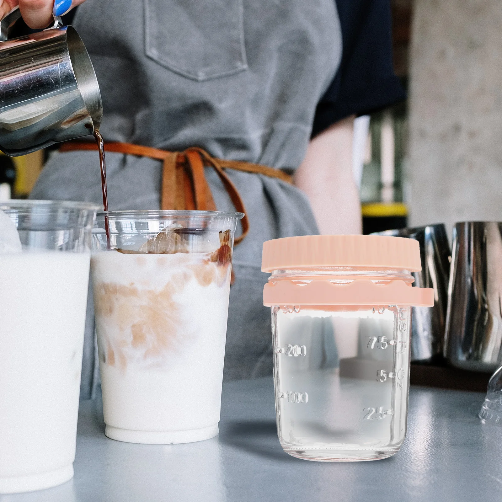 

Glass Breakfast Cup Airtight Glass Jar for Overnight Oatmeal Yogurt Salad Preparation Reusable Food Container for Home Kitchen