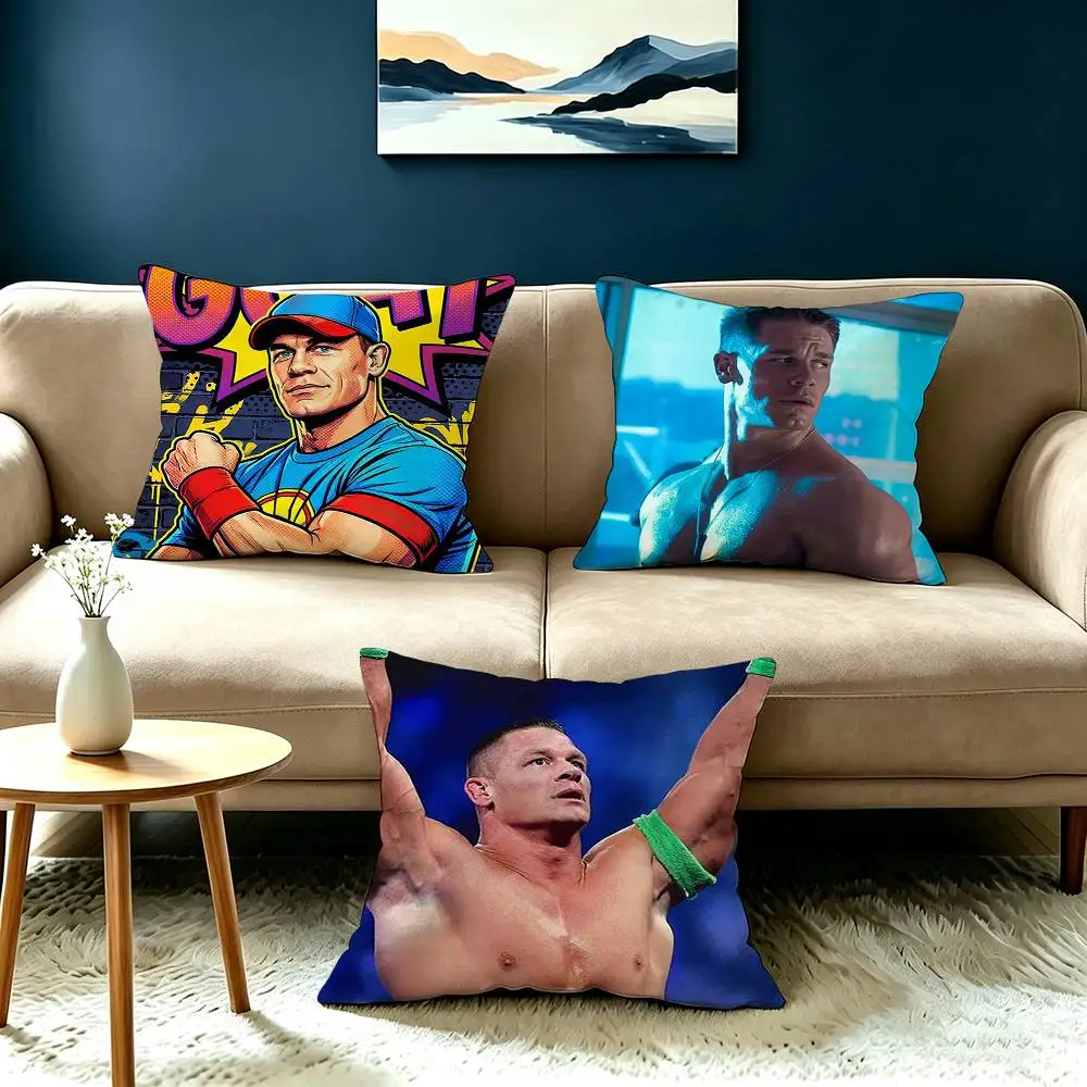 Wrestler J-John Cena  Pillow Case Square Double-Sided Sofa Cushion Cover Bedroom Bedside Pillow