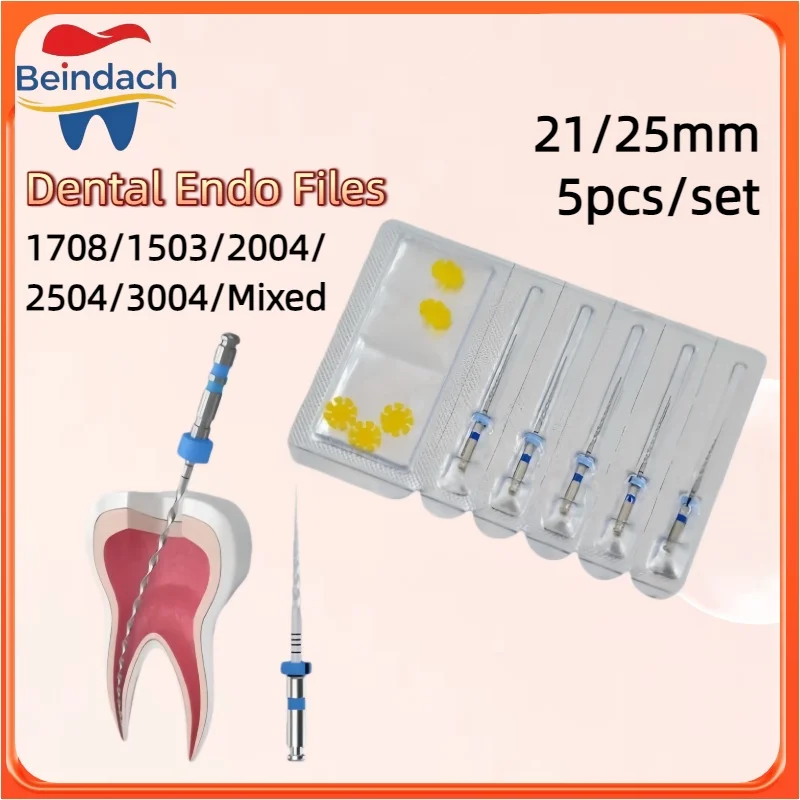 

Dental Endodontic Files 5pcs/set Heat Activated Endo Root Canal Files Endodontic Files 25/21mm Dentistry Materials