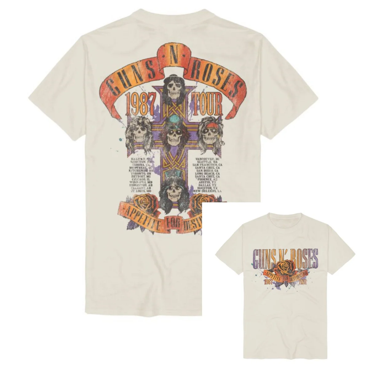 Chapeau Haut De Forme Guns N' Roses Band T-shirt Cotton Graphic Tee Men Women Summer Streetwear - view 3