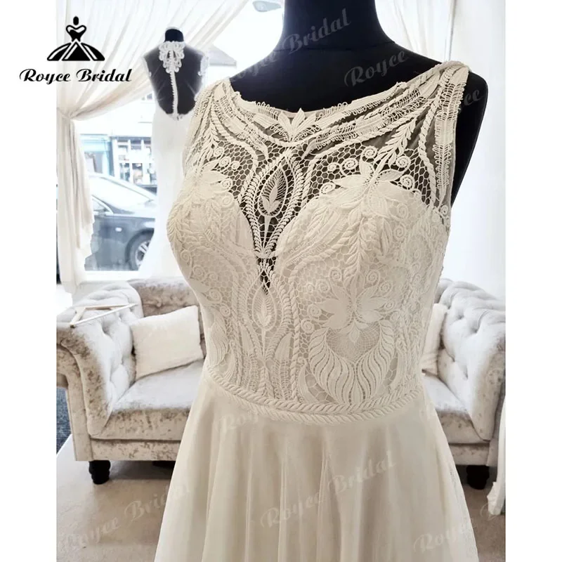 Elgant Scoop Neck A Line Boho Sleeveless Wedding Dress for Women Beach Summer 2025 Vinatge Bridal Wedding Gowns vestido noiva