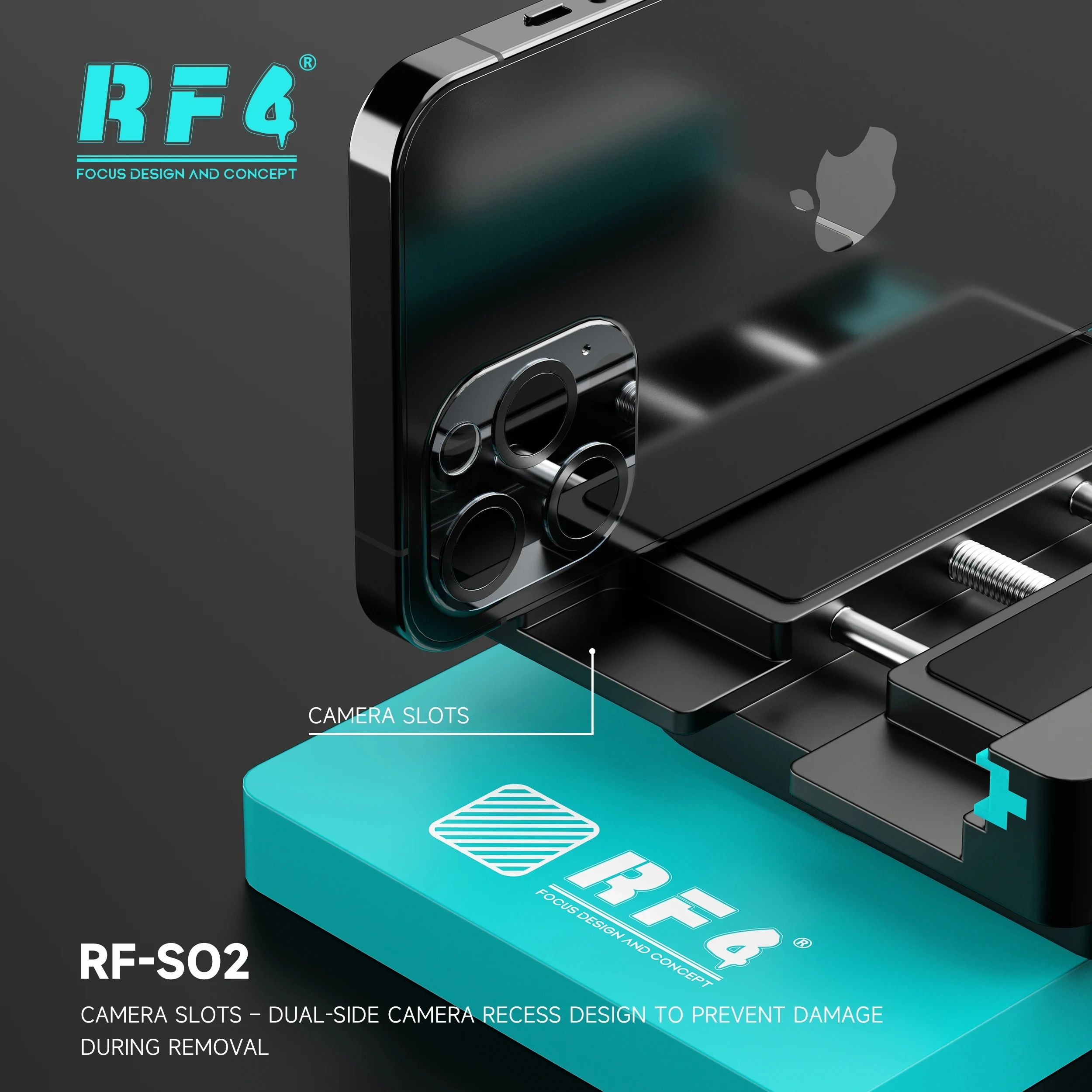 RF4 RF-SO2 Multifunctional Rotating Fixture for Mobile Phone Maintenance with Cushion Pads Camera Slots Screen Clamp