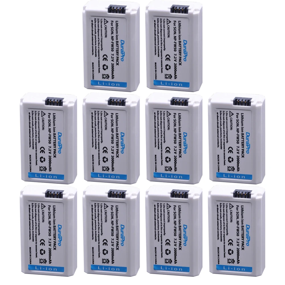 

10pcs NP-FW50 NP FW50 NPFW50 Battery Batteria for Sony Alpha a3000 a5000 a6000 a6300 a6500 NEX-3 NEX-5 ZV-E10 a7 7R