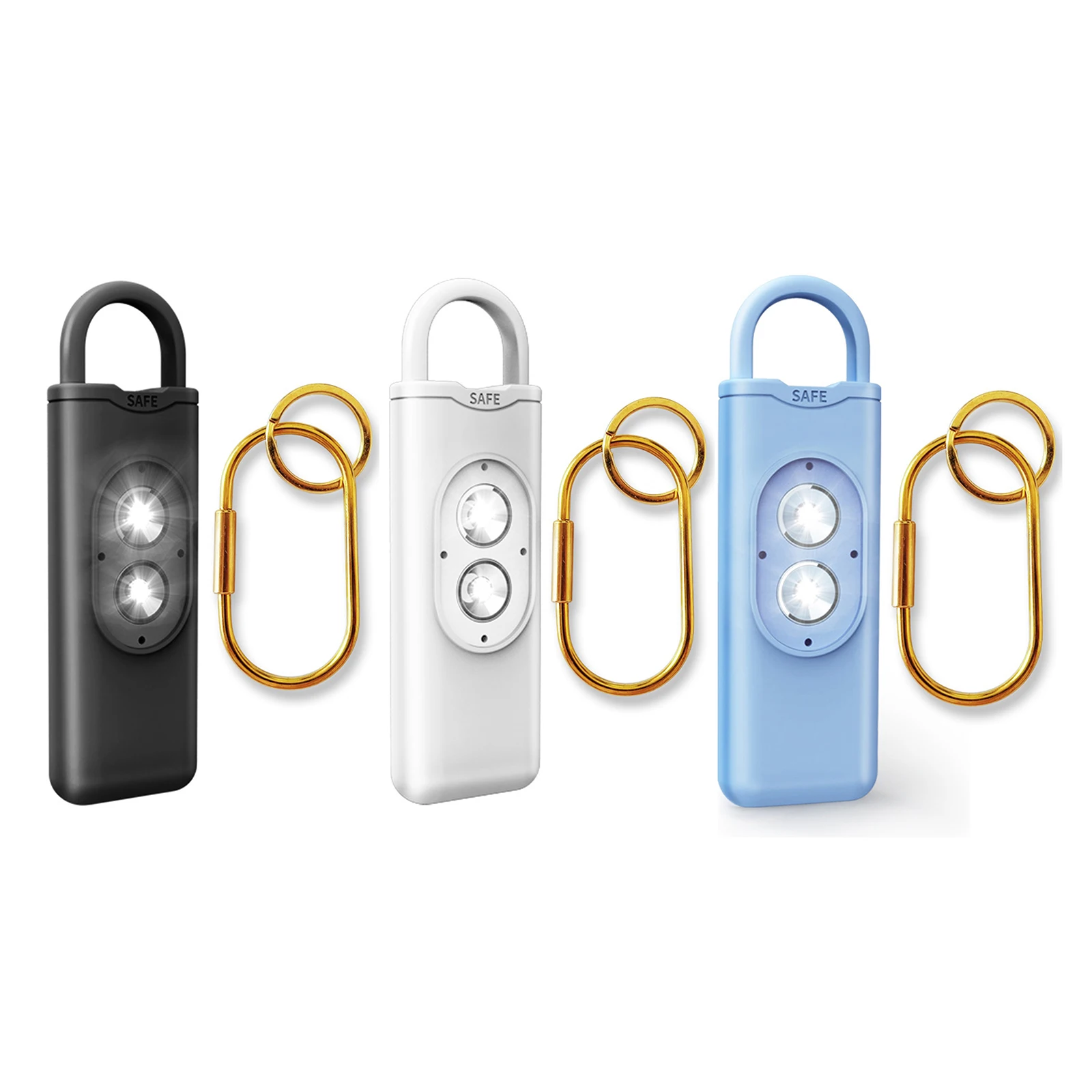 

Safety Alarm Keychain Rechargeable Self Defense Siren 130 DB Loud Siren with LED Strobe Light for Women Kids and Elders