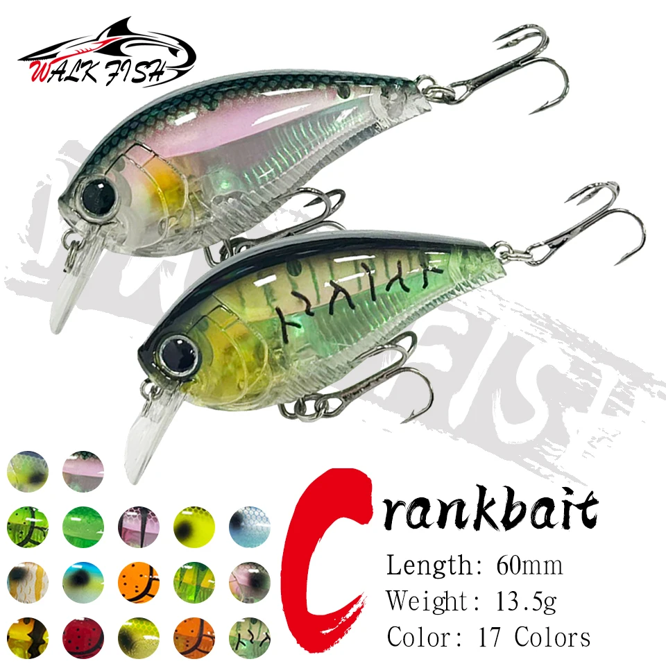 WALK FISH 1 Stück 60mm 13,5g Crankbait Schwimmender Mini Micro Wobbler Künstlicher Harter Köder Angelzubehör für Fluss und Meer