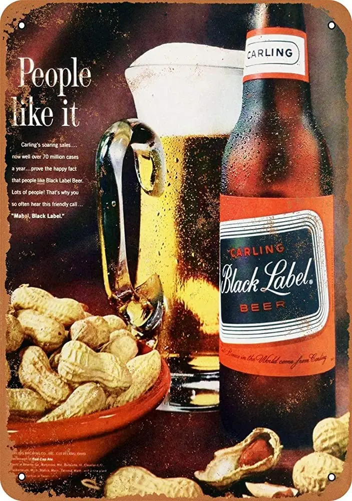 KILSPU 1963 Carling Black Label Beer Vintage Look Metal Sign 8x12 Inches Wall Decor Home Decor 20x30 cm