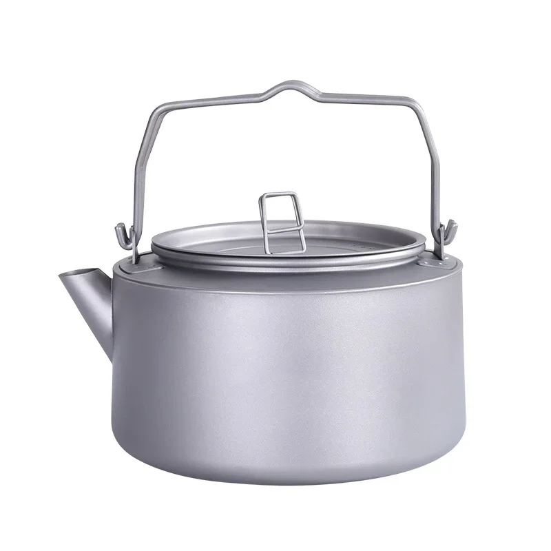 

700ml/1000ml Pure Titanium Camping Boiling Kettle Portable Outdoor Teapot with Folding Handle Ultralight High-capacity Kettle