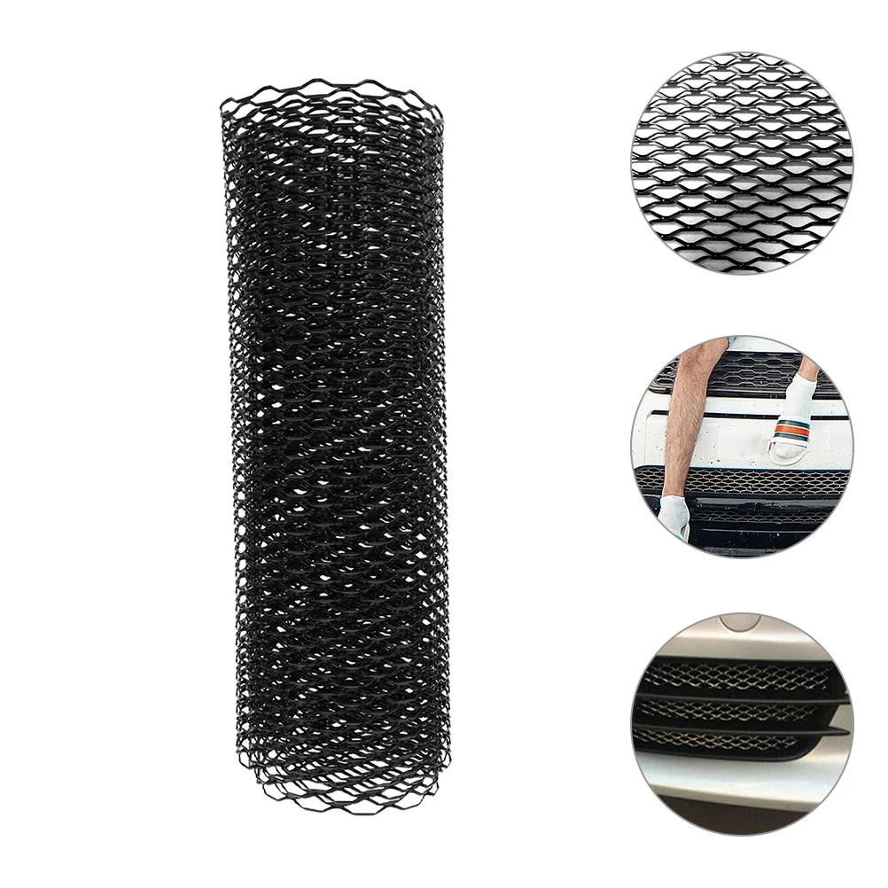 

33x100CM Black Aluminum Alloy Car Front Bumper Grille Mesh 8x25MM Cuttable Automotive Grill Mesh Screen Protective Easy Install