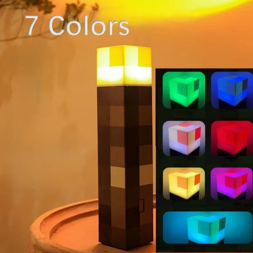 Free Mini Torch MCPixel Flashlight Torch Lamp Bedroom Decorative Light LED Night Light USB Charging with Buckle Game Accessories