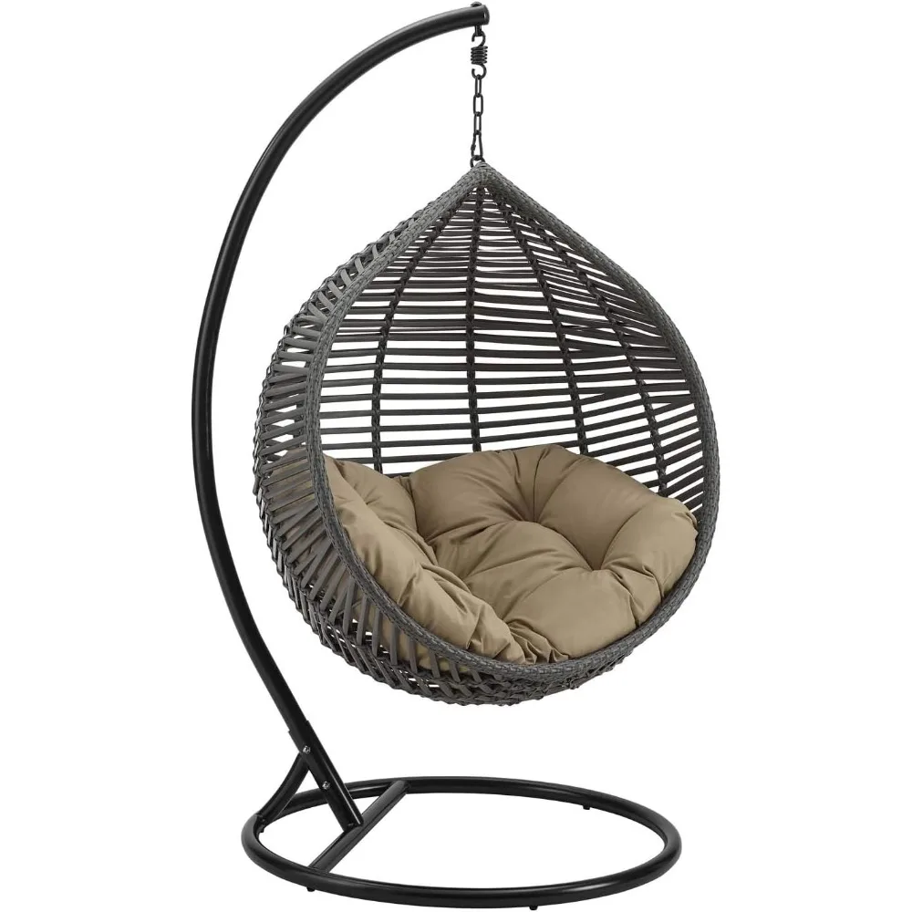 

Garner Outdoor Patio Wicker Rattan Teardrop Swing Chair in Gray Mocha