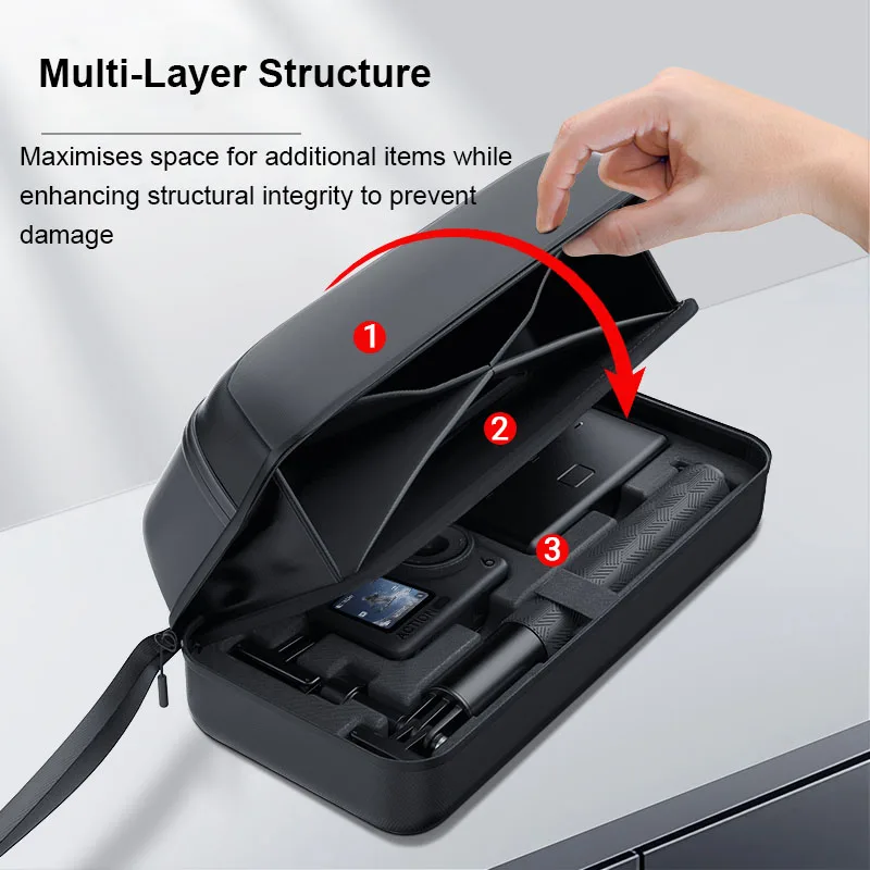 Carrying Case for DJI Osmo Action 6 Enhanced Combo, Travel Hard Case Portable Storage Shoulder Bag with Compartmentalized Design