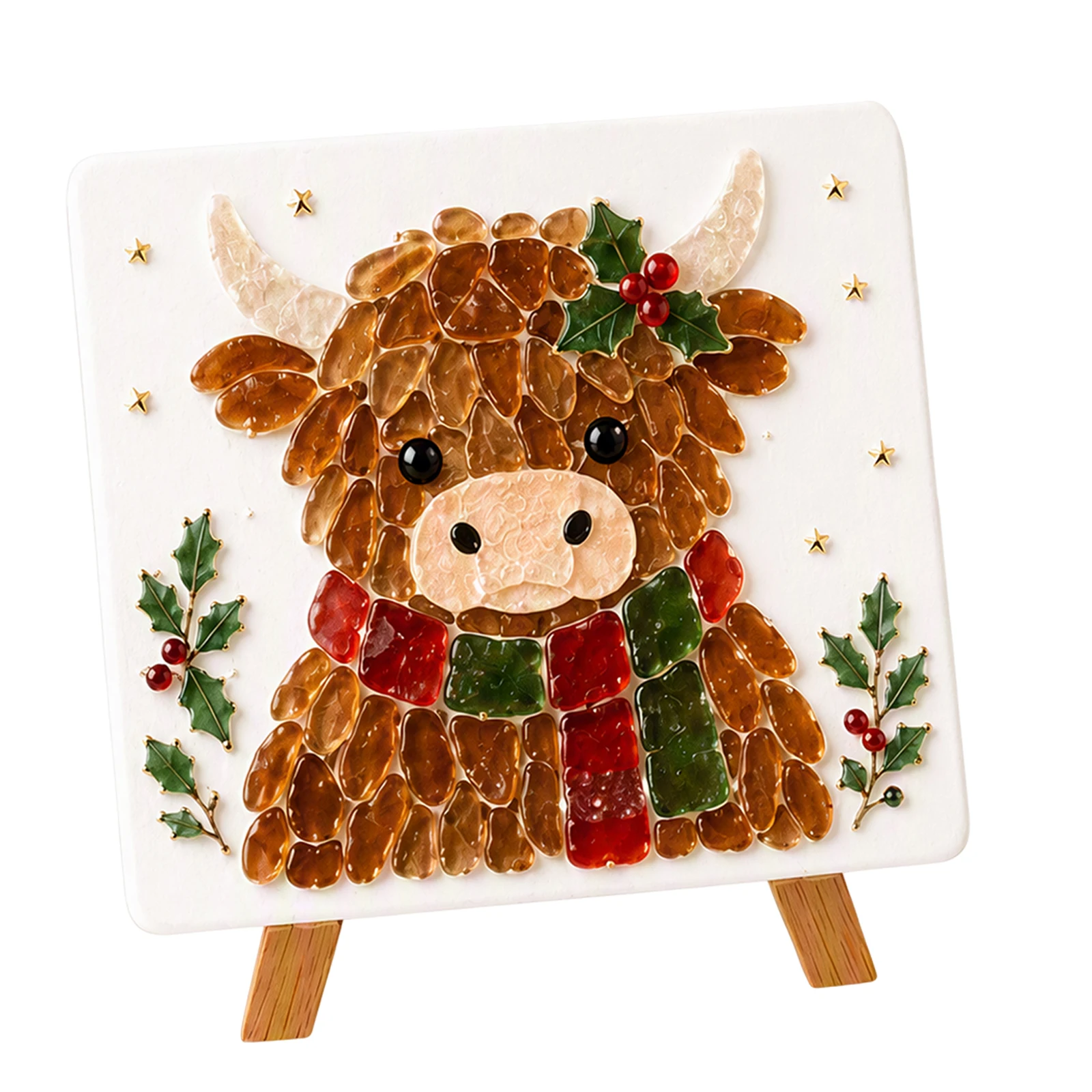 Sea Glass Mosaic Art Kit DIY Christmas Reindeer Craft Set Holiday Home Decor with Tweezers Stand Complete Tools view 5