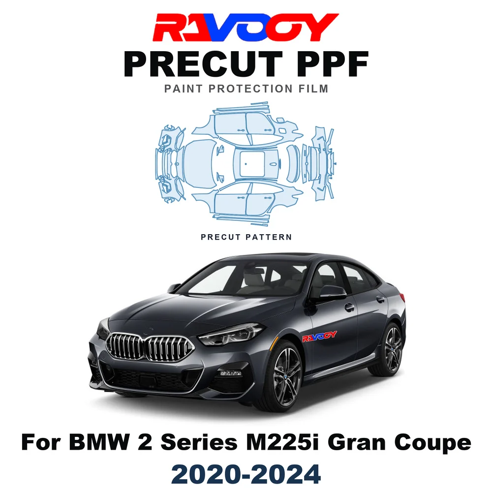 Precut PPF For BMW 2 Series M225i Gran Coupe 2020-2024 8.5mil TPU Paint Protection Film Hood Bonnet Bumper Headlight Clear Kit