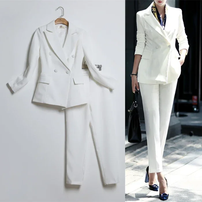 

spring female suit ms han edition suit jacket long sleeve fashion Asymmetric suit nine minutes of pants two-piece set outfit